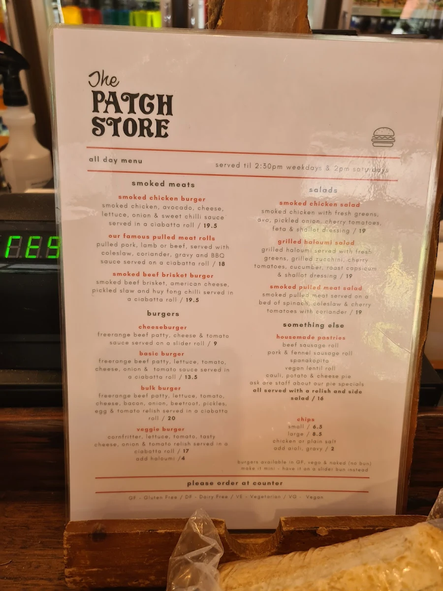 Menu, The Patch Store