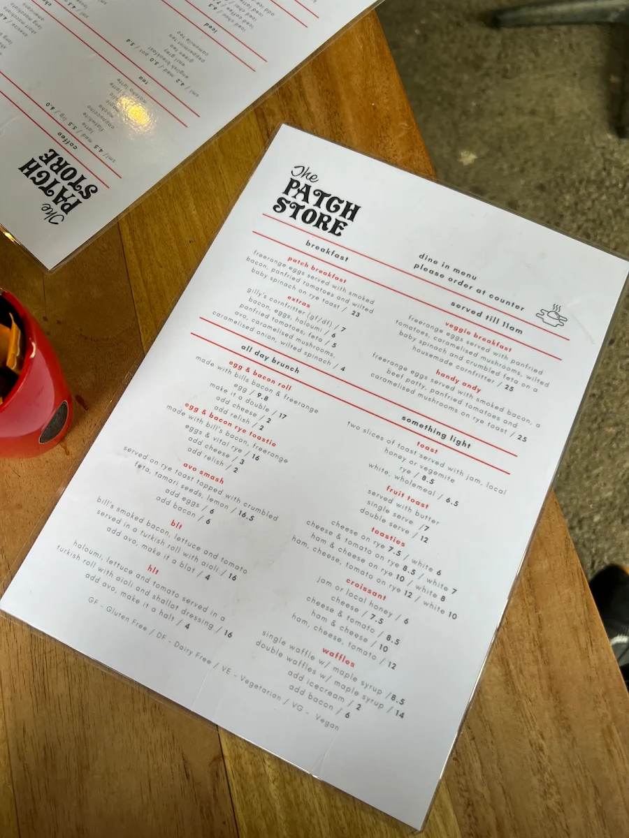 Menu, The Patch Store
