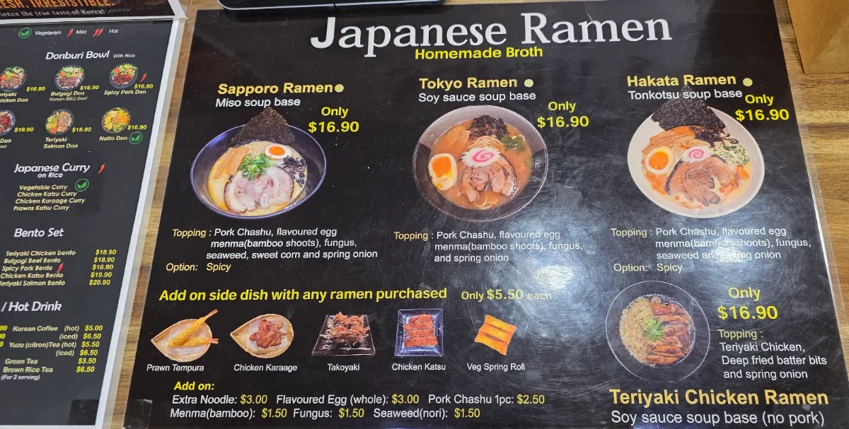 Menu, Sarah's Home Kitchen- Kimbap Paradise
