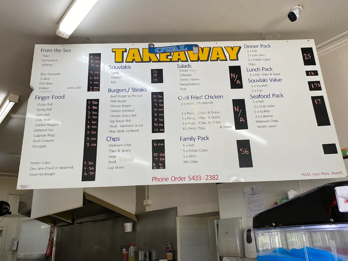 Menu, Oval Takeaway