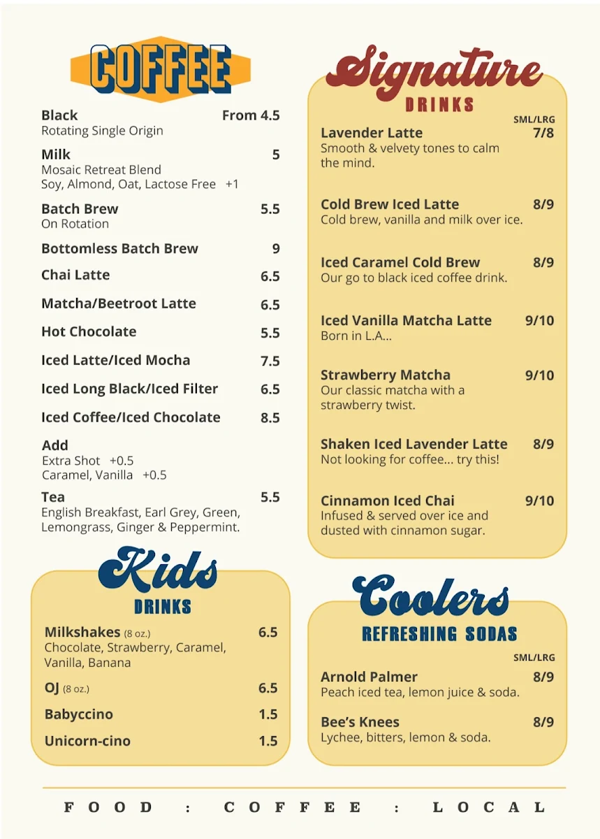 Menu, Autumn Leaves Melbourne