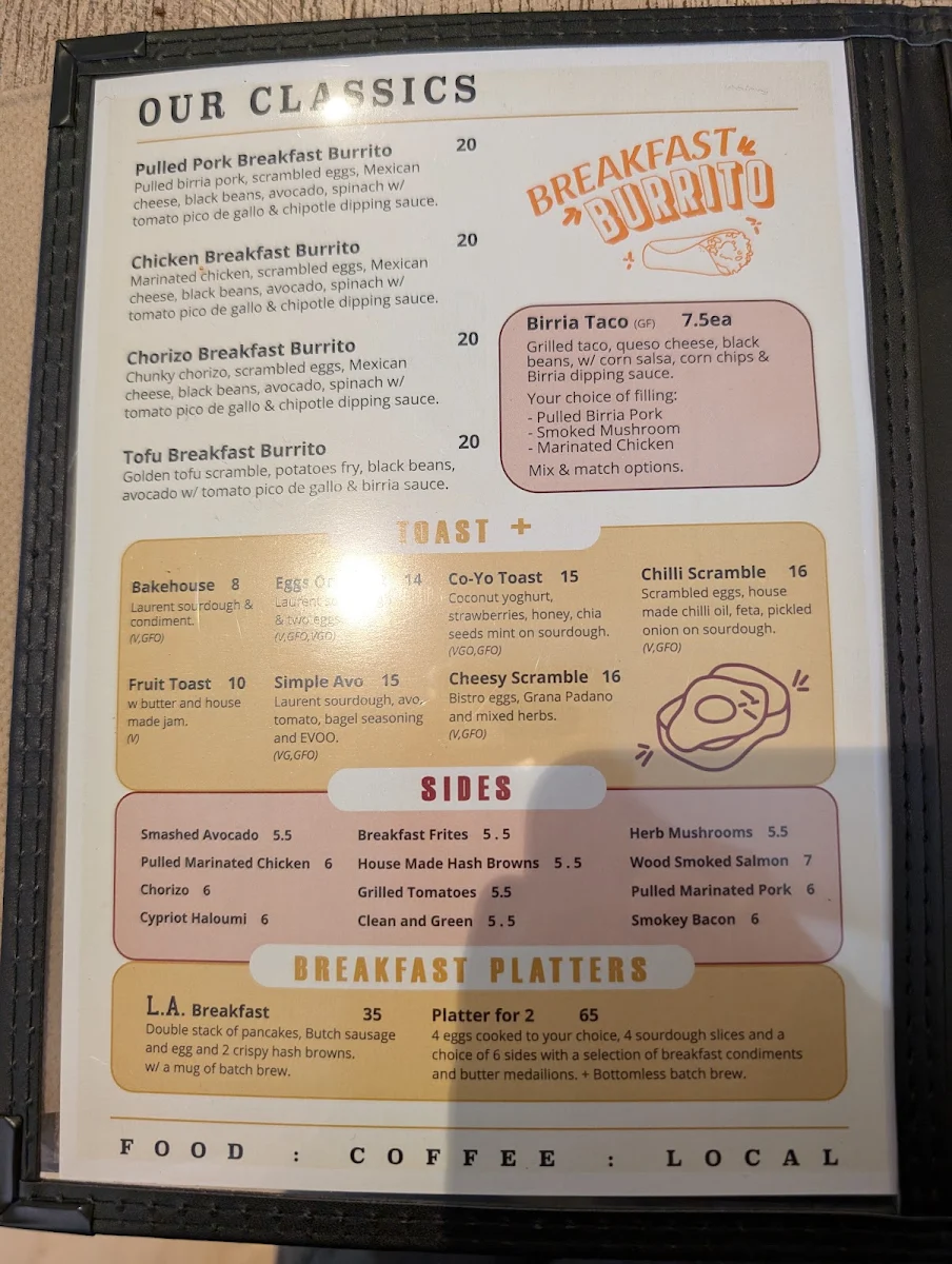 Menu, Autumn Leaves Melbourne