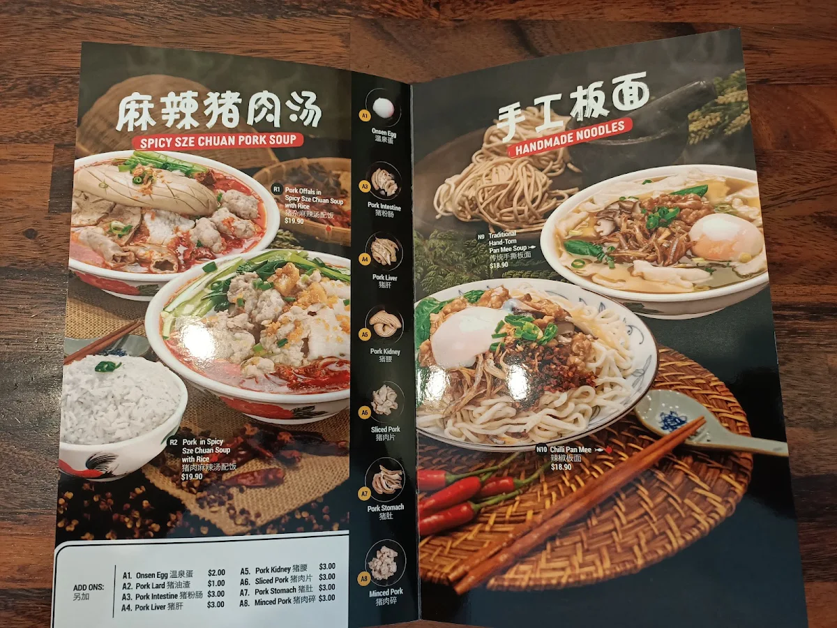 Menu, Mr Tall Pork Noodles Box Hill