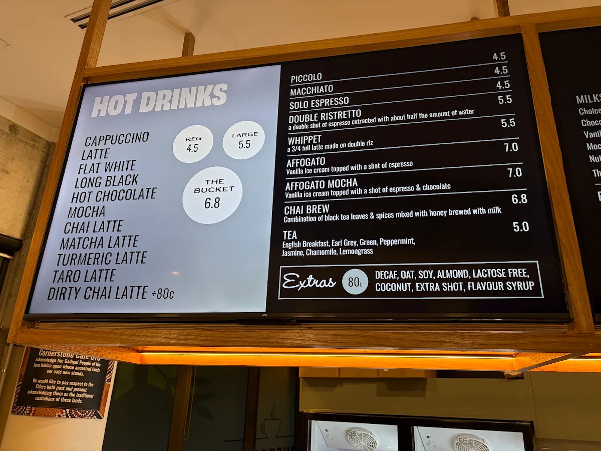 Menu, Cornerstone Cafe UTS
