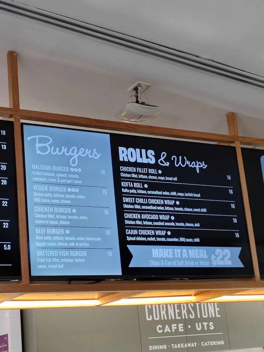 Menu, Cornerstone Cafe UTS