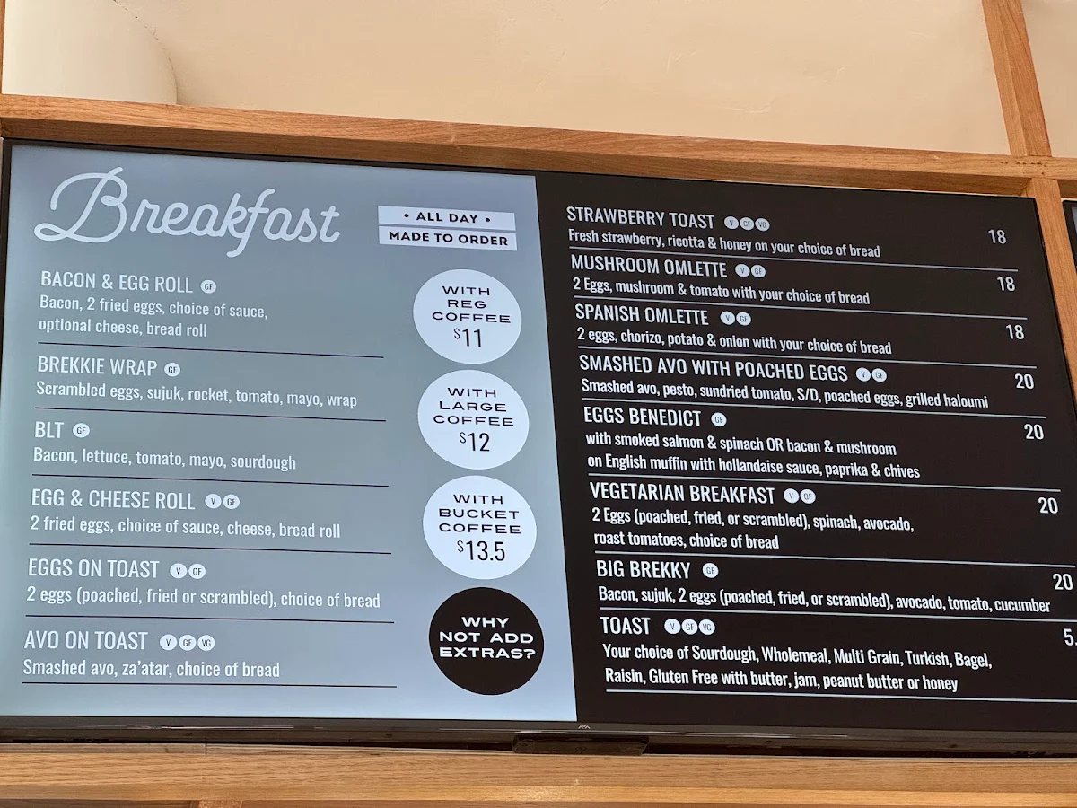 Menu, Cornerstone Cafe UTS