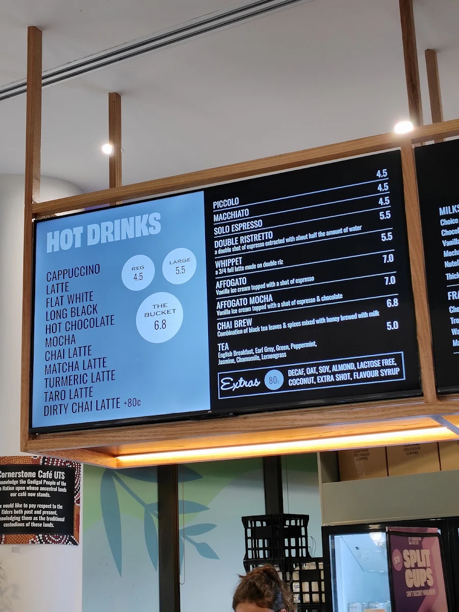 Menu, Cornerstone Cafe UTS