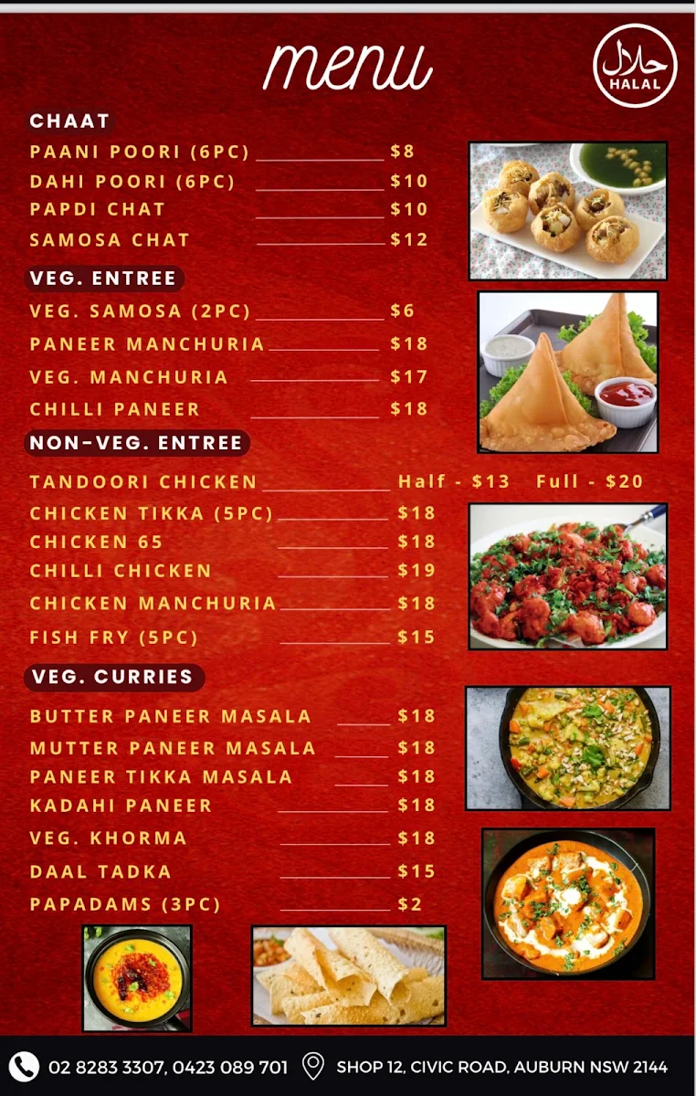 Menu, Deccan Flavours