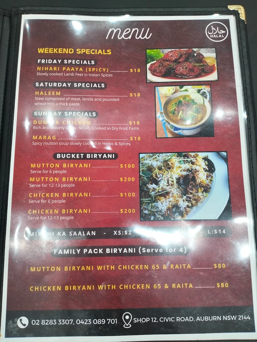 Menu, Deccan Flavours