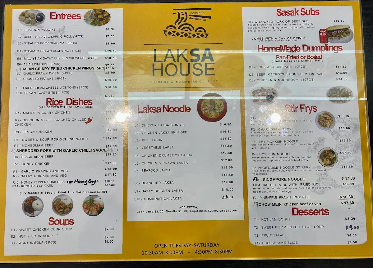Menu, Sasak Laksa House