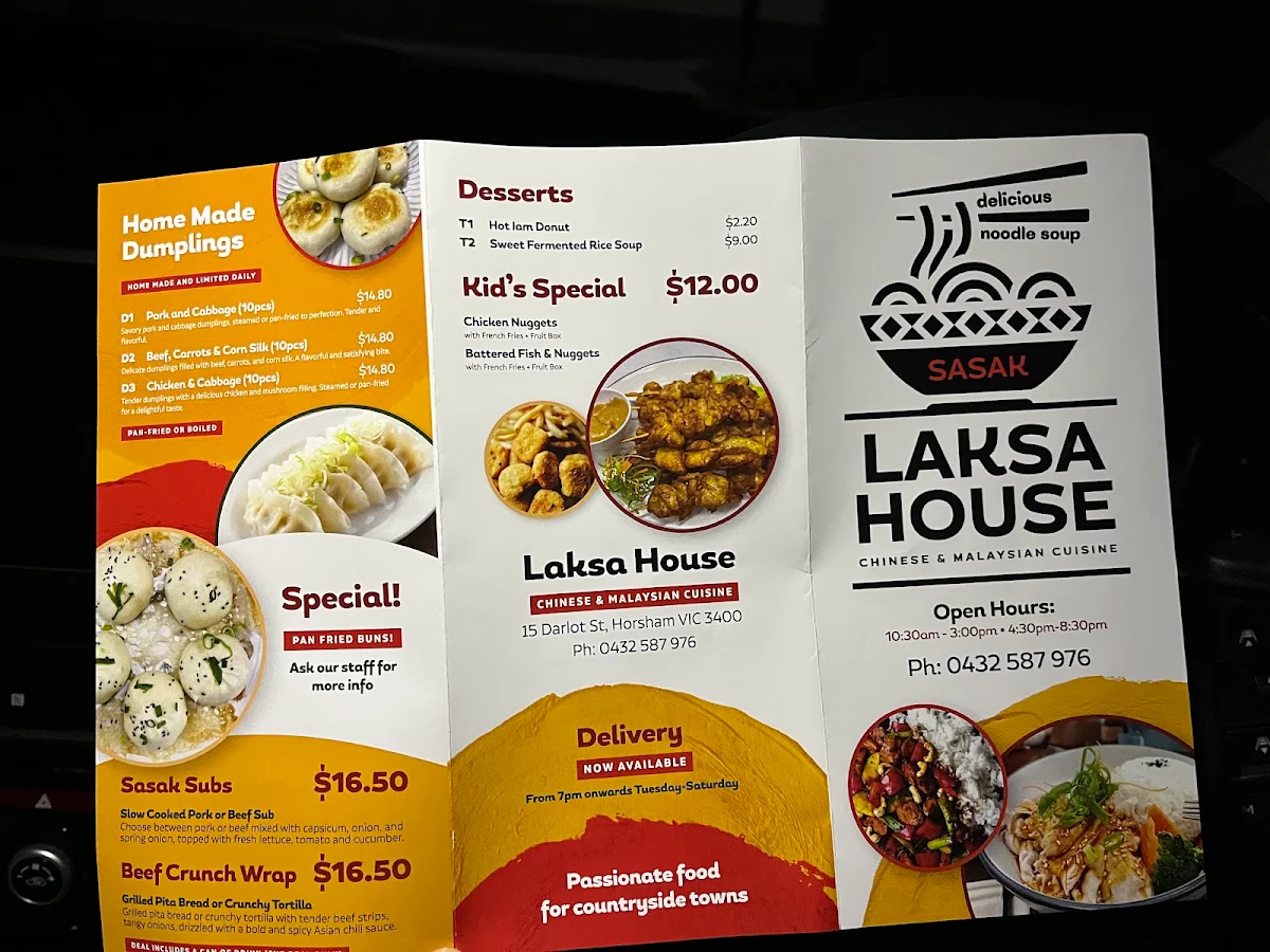 Menu, Sasak Laksa House