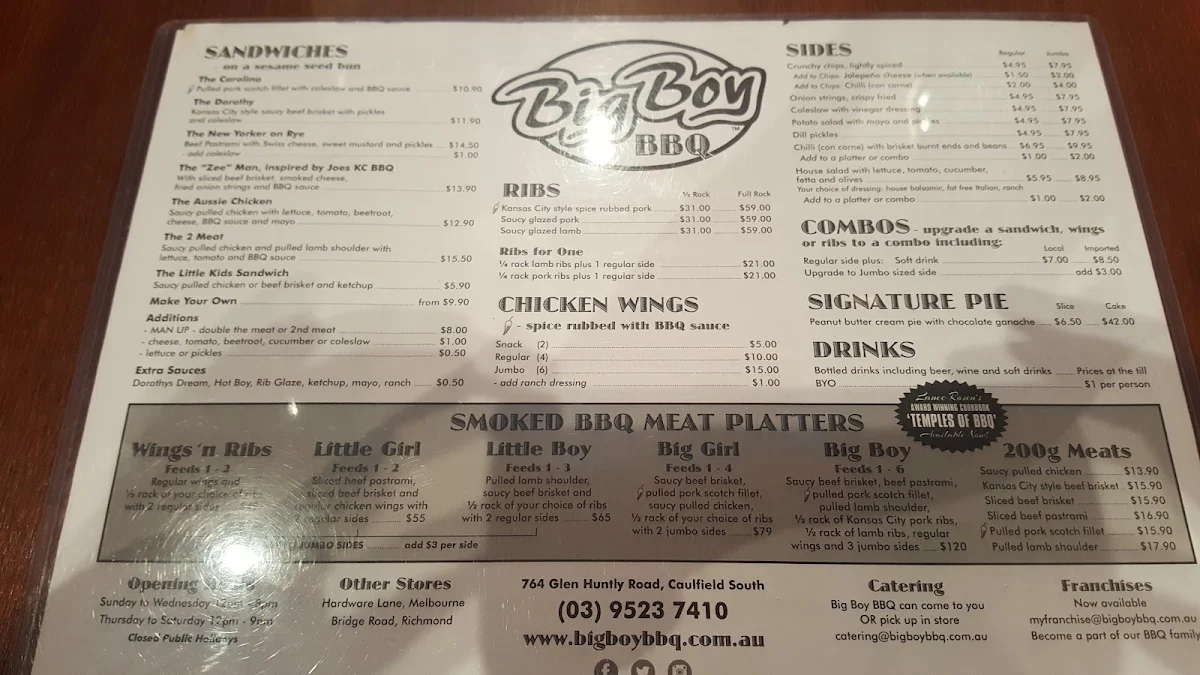 Menu, Southern Grace Diner (meat & 3) by Big Boy BBQ