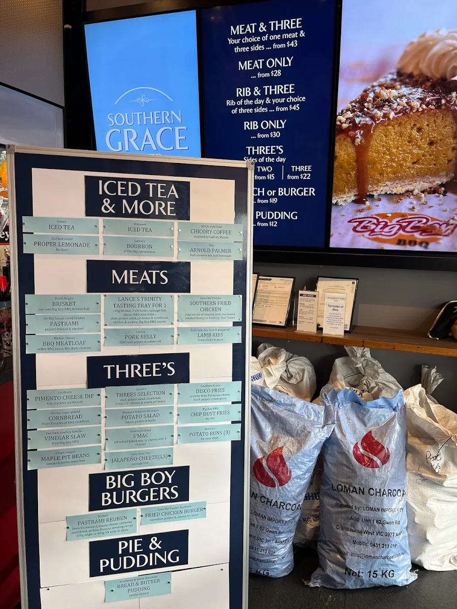 Menu, Southern Grace Diner (meat & 3) by Big Boy BBQ