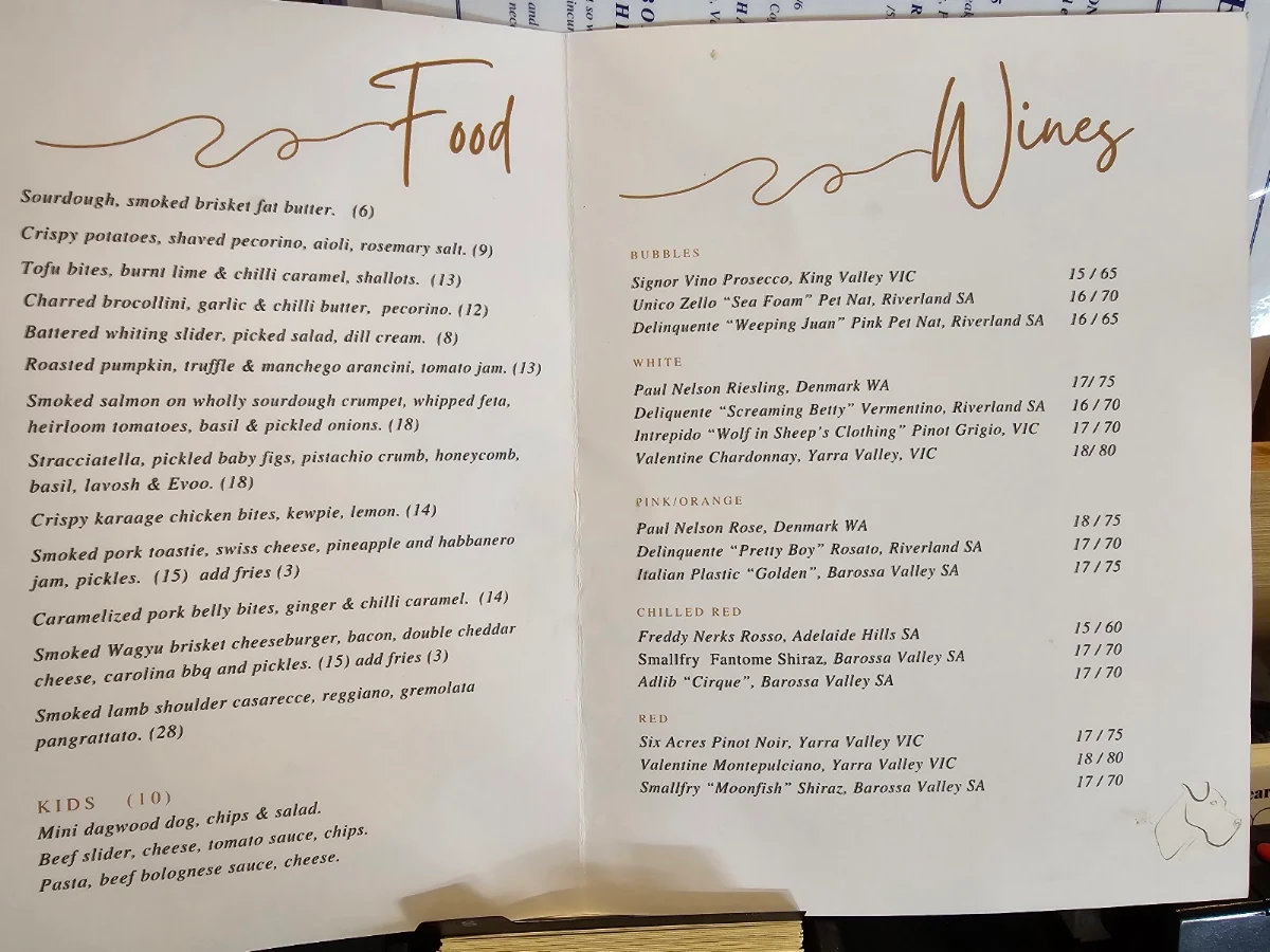 Menu, Blue Bear Coffeehouse