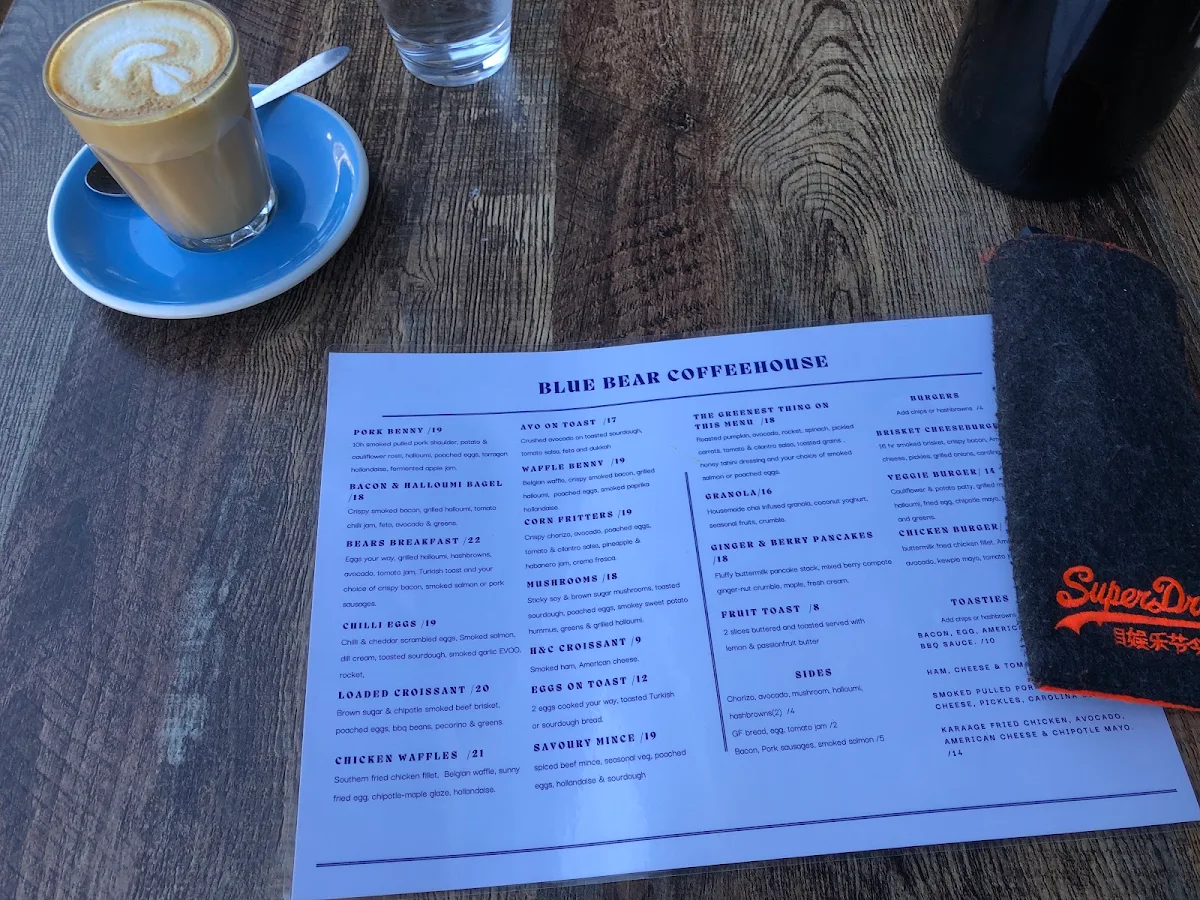 Menu, Blue Bear Coffeehouse