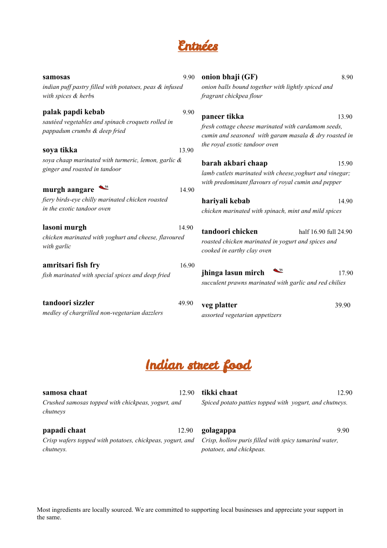 Menu, Cinnamon Cafe and Restaurant