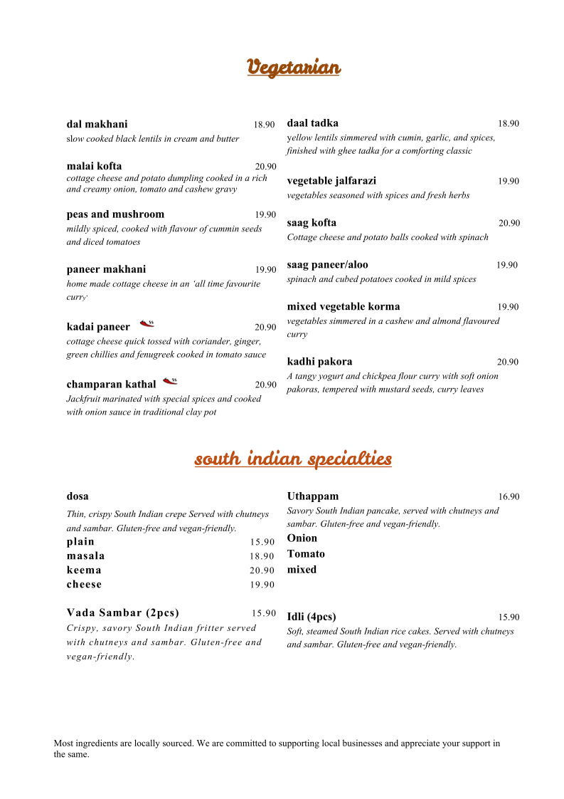 Menu, Cinnamon Cafe and Restaurant
