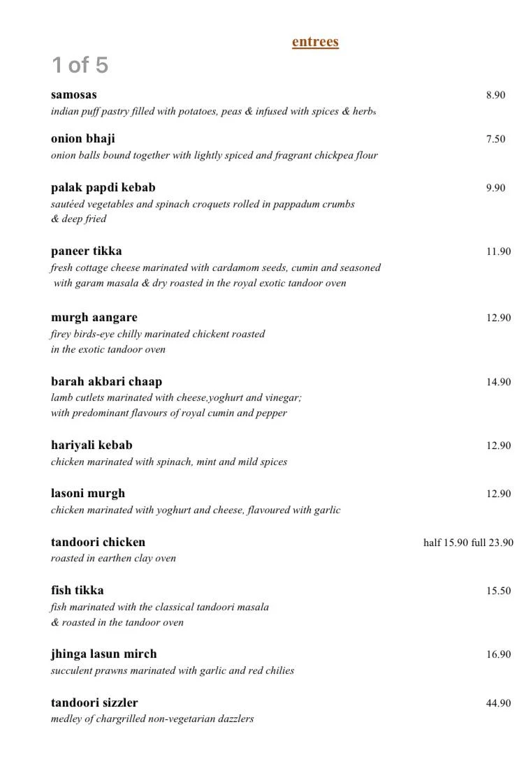 Menu, Cinnamon Cafe and Restaurant