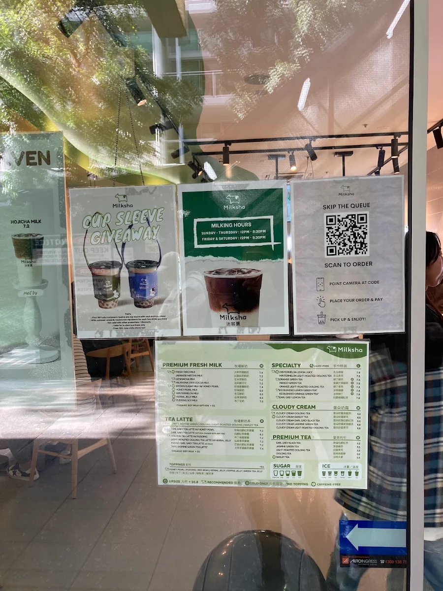 Menu, Milksha Queensland Albert St