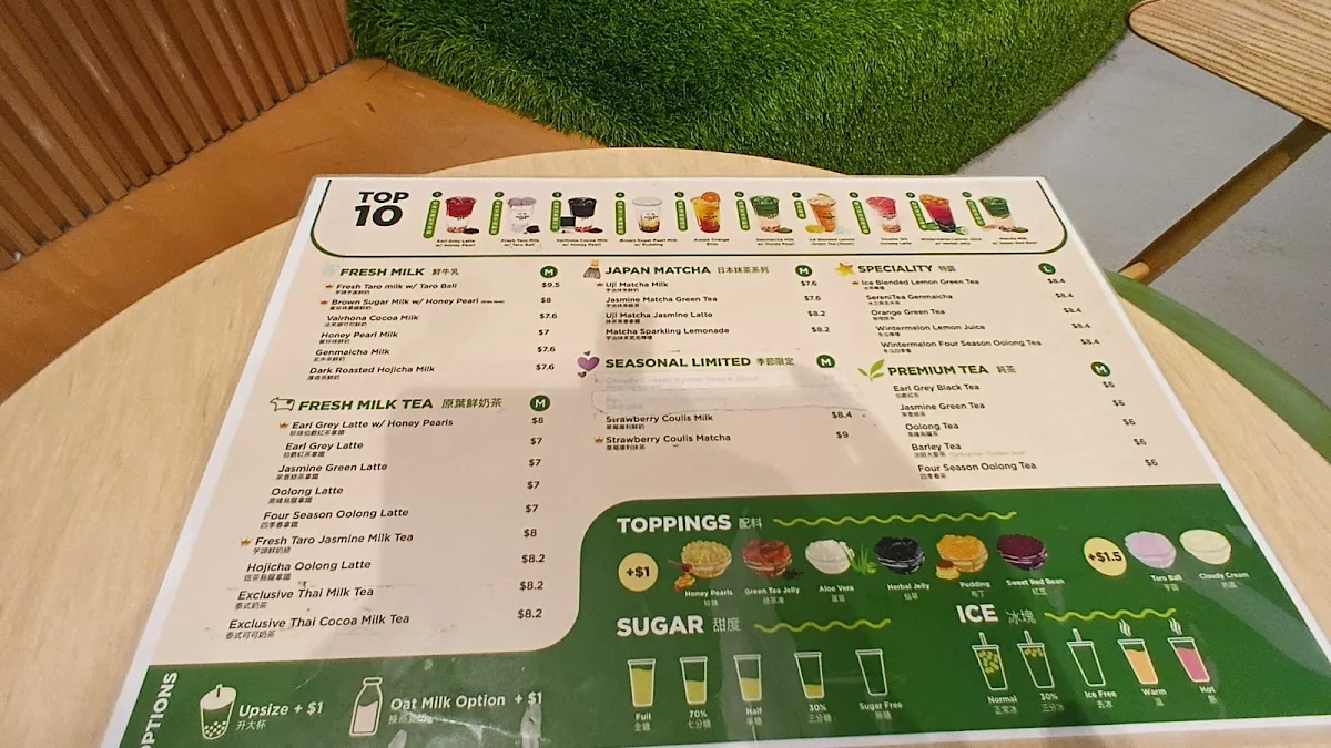 Menu, Milksha Queensland Albert St