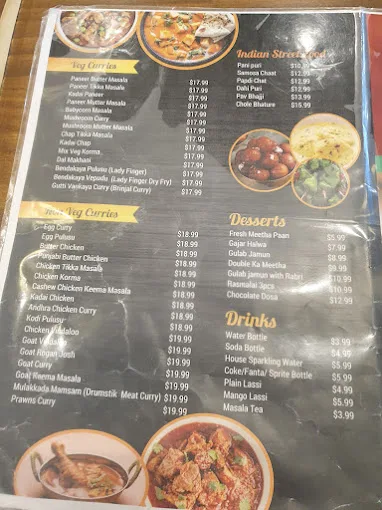 Menu, Pulao Place Thomastown