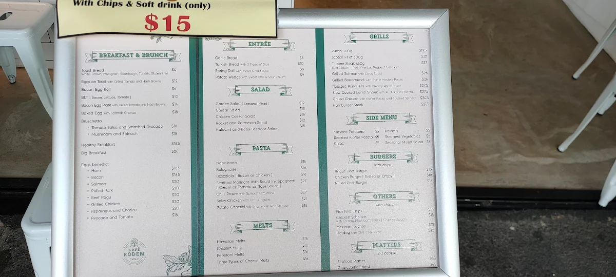 Menu, Cafe Rodem 2