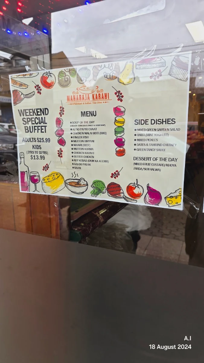 Menu, Maharaja Karahi