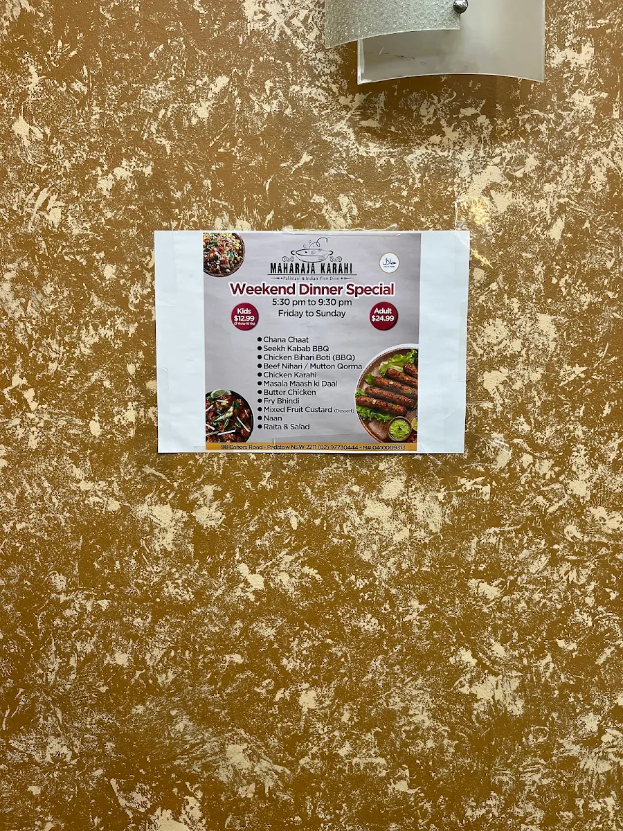 Menu, Maharaja Karahi