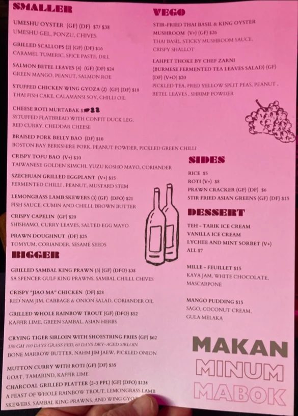 Menu, MAKAN