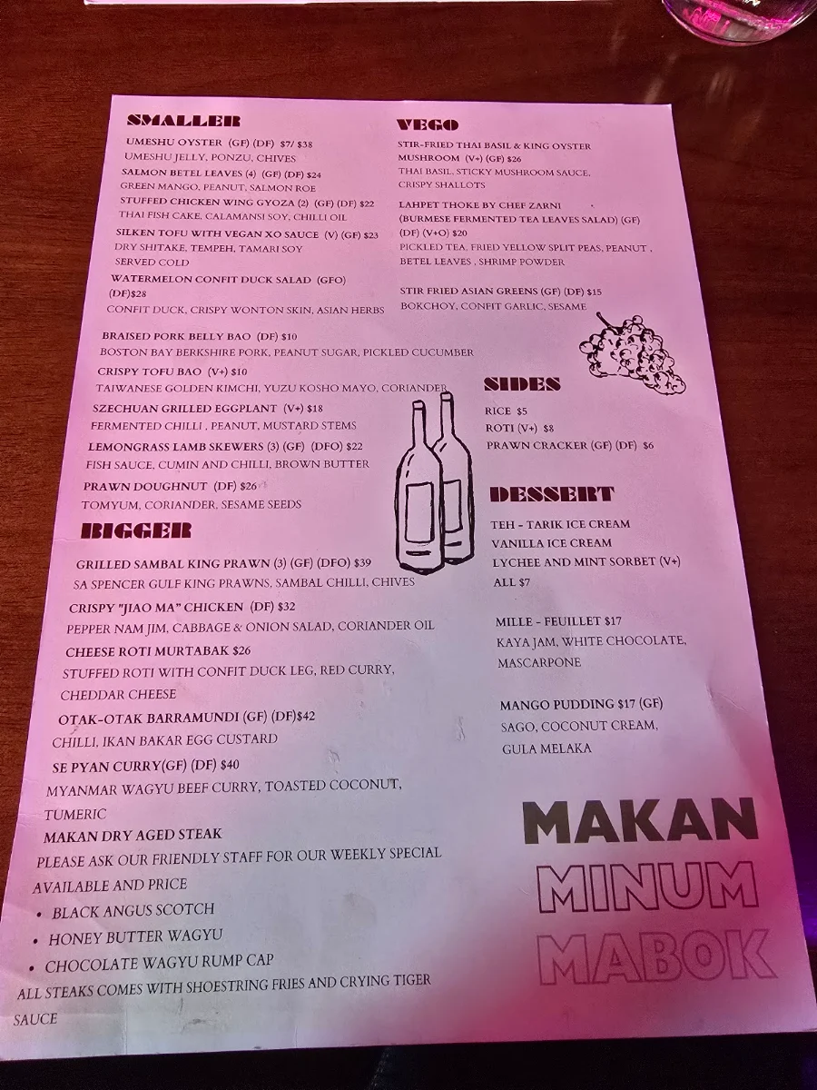 Menu, MAKAN