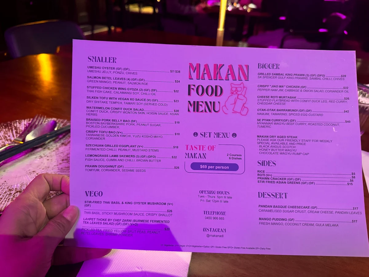 Menu, MAKAN