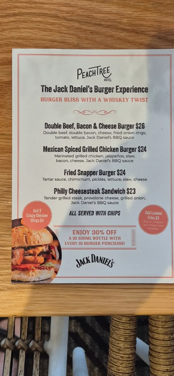Menu, Peachtree Hotel
