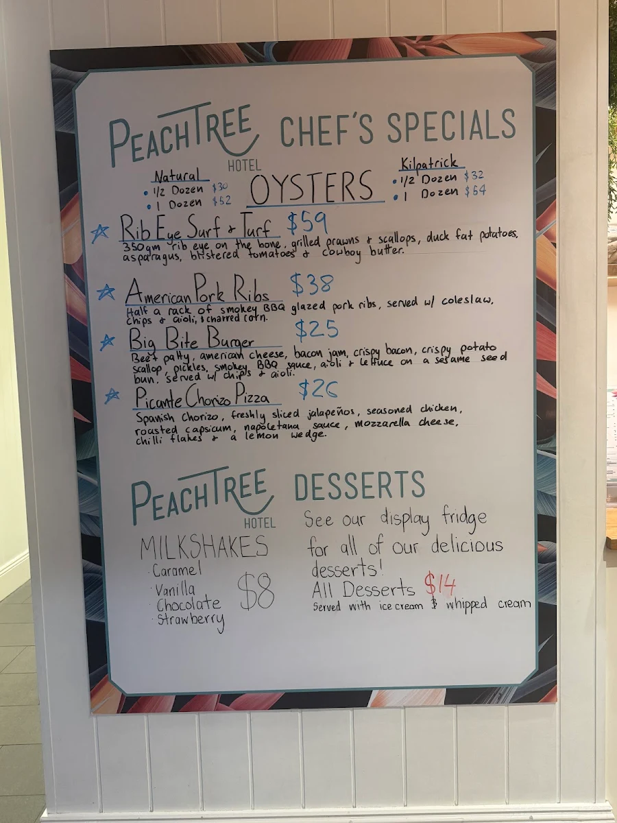 Menu, Peachtree Hotel