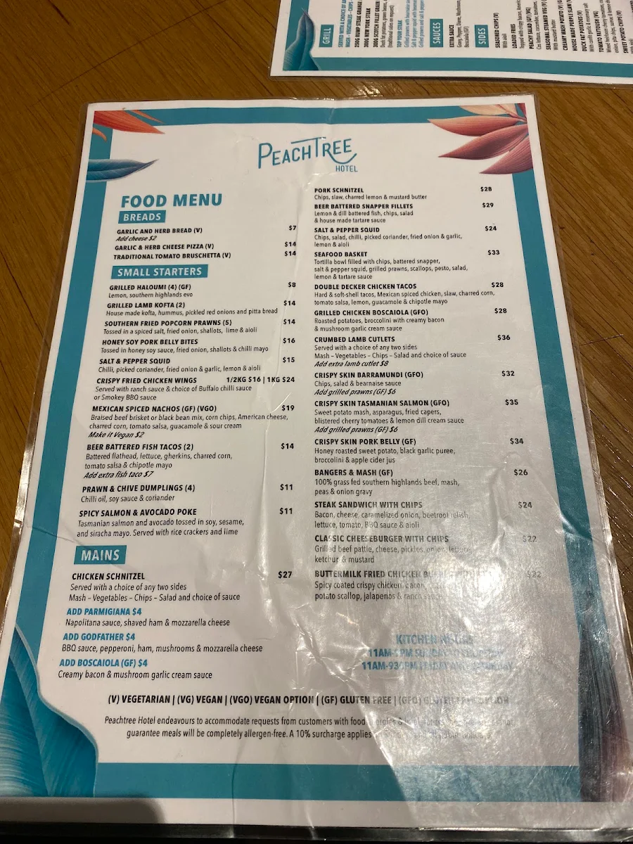 Menu, Peachtree Hotel