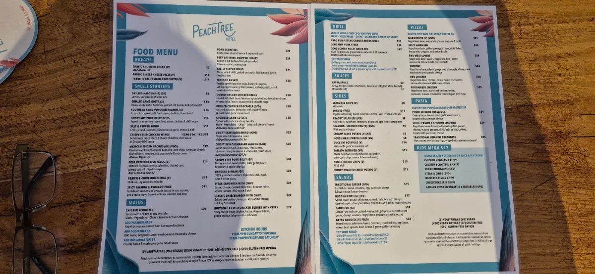 Menu, Peachtree Hotel