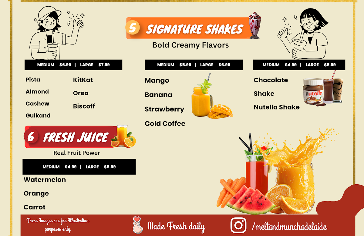 Menu, Melt&Munch