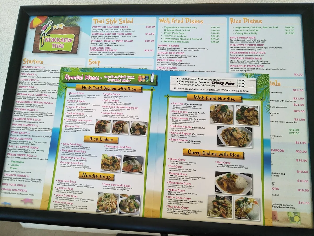 Menu, Nokkaew Thai
