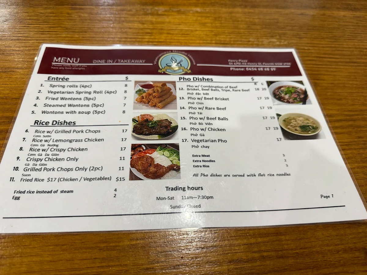 Menu, Hi Pho