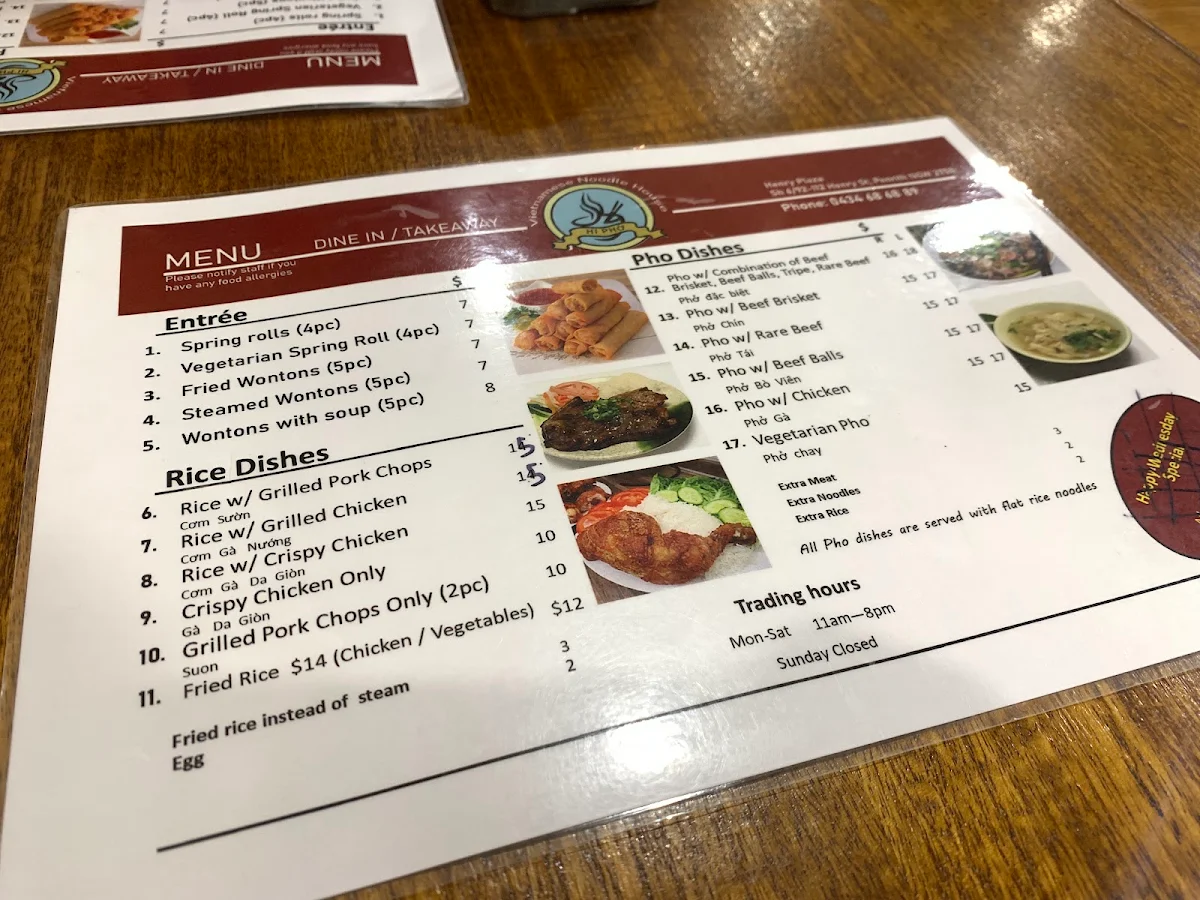 Menu, Hi Pho
