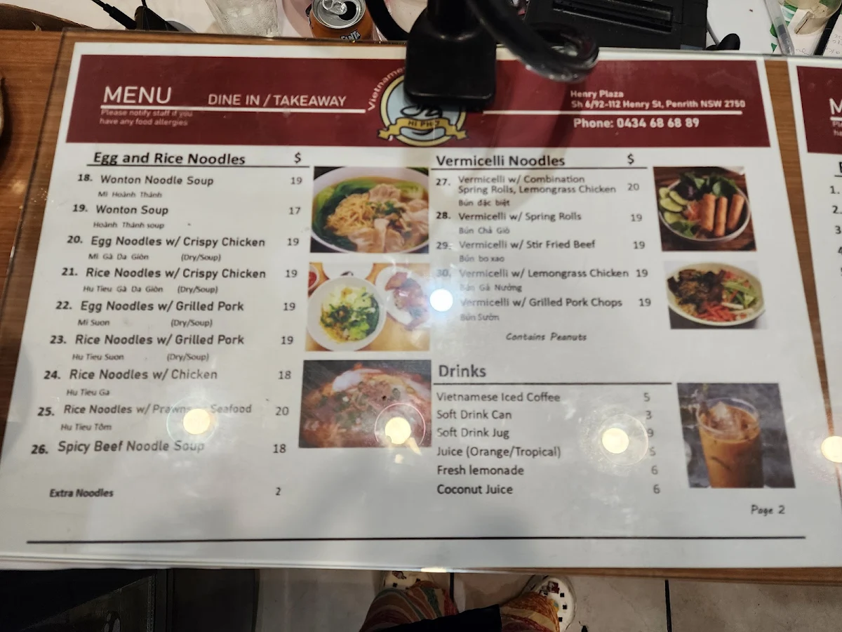Menu, Hi Pho