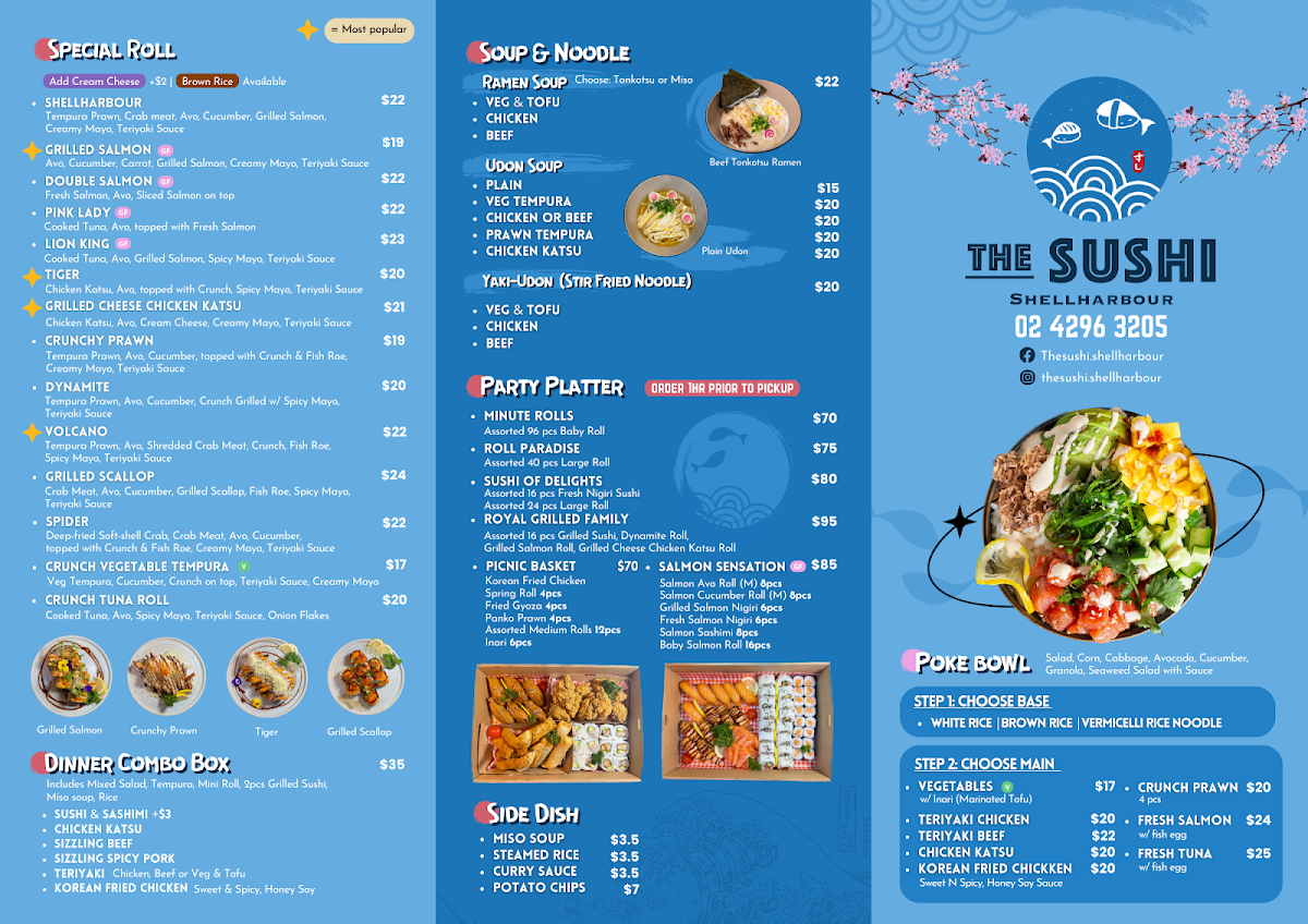 Menu, The Sushi Shellharbour