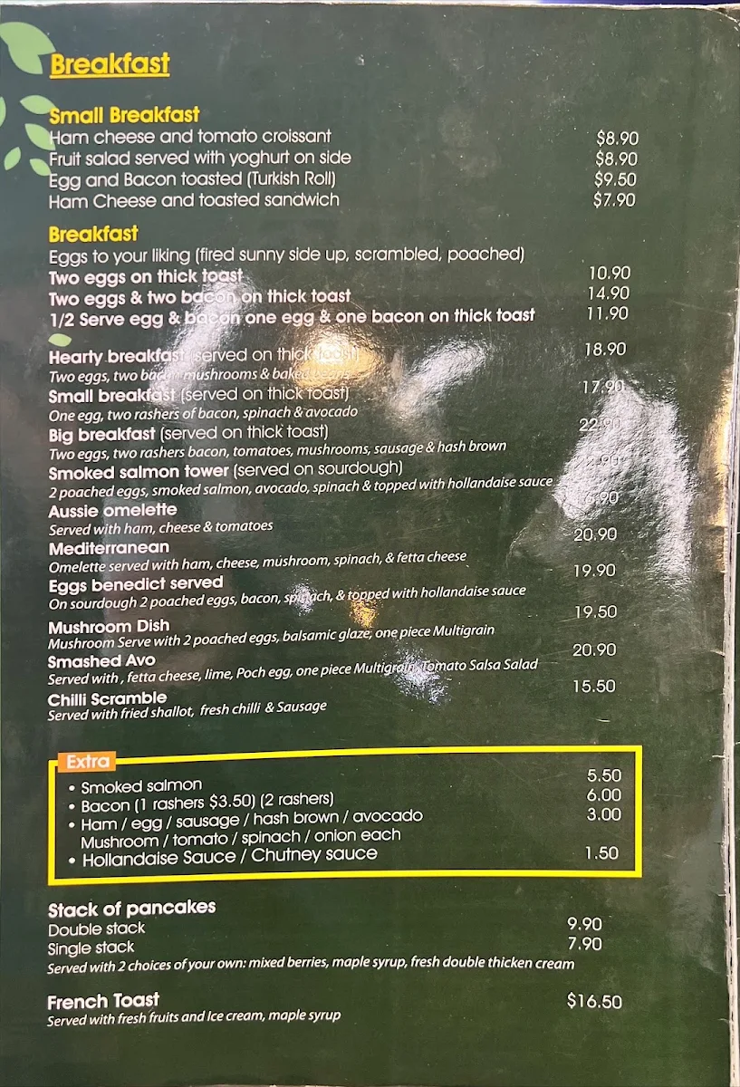 Menu, The Lemon Tree Karingal