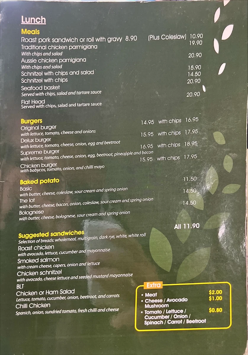 Menu, The Lemon Tree Karingal