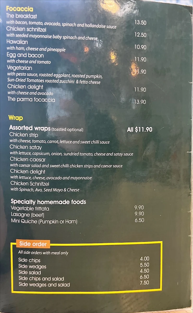 Menu, The Lemon Tree Karingal