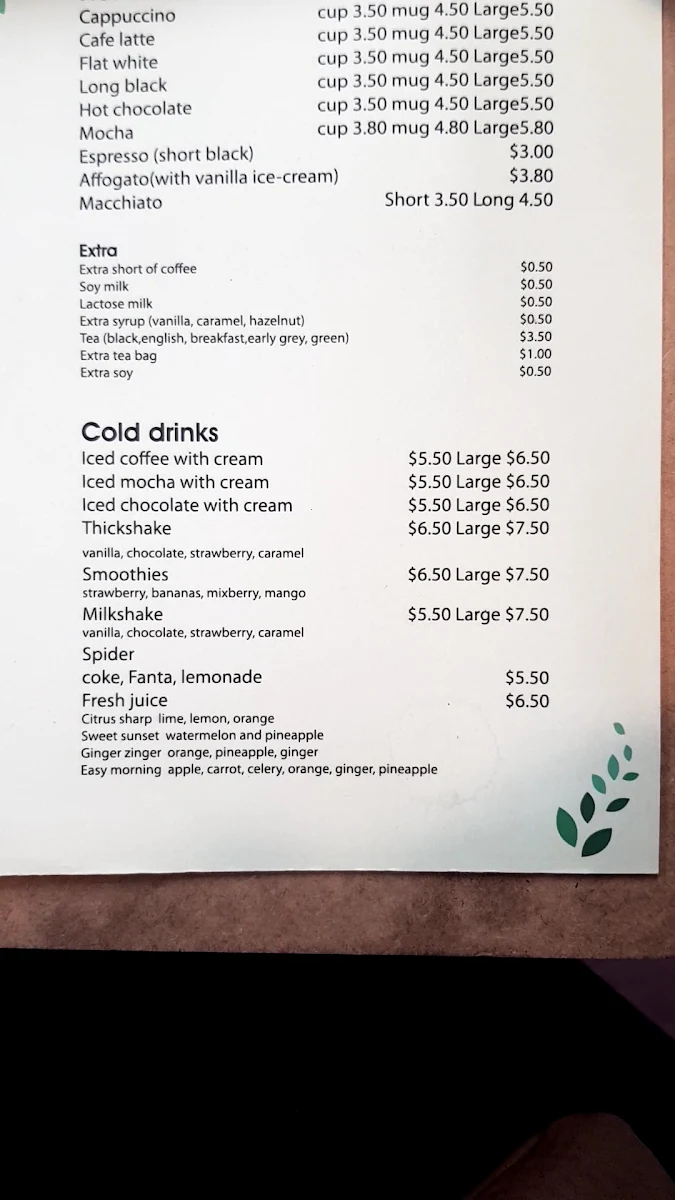 Menu, The Lemon Tree Karingal