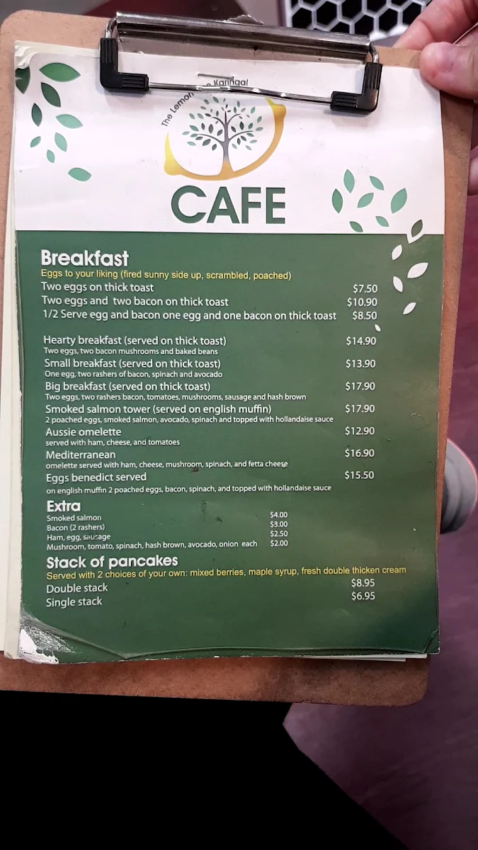 Menu, The Lemon Tree Karingal