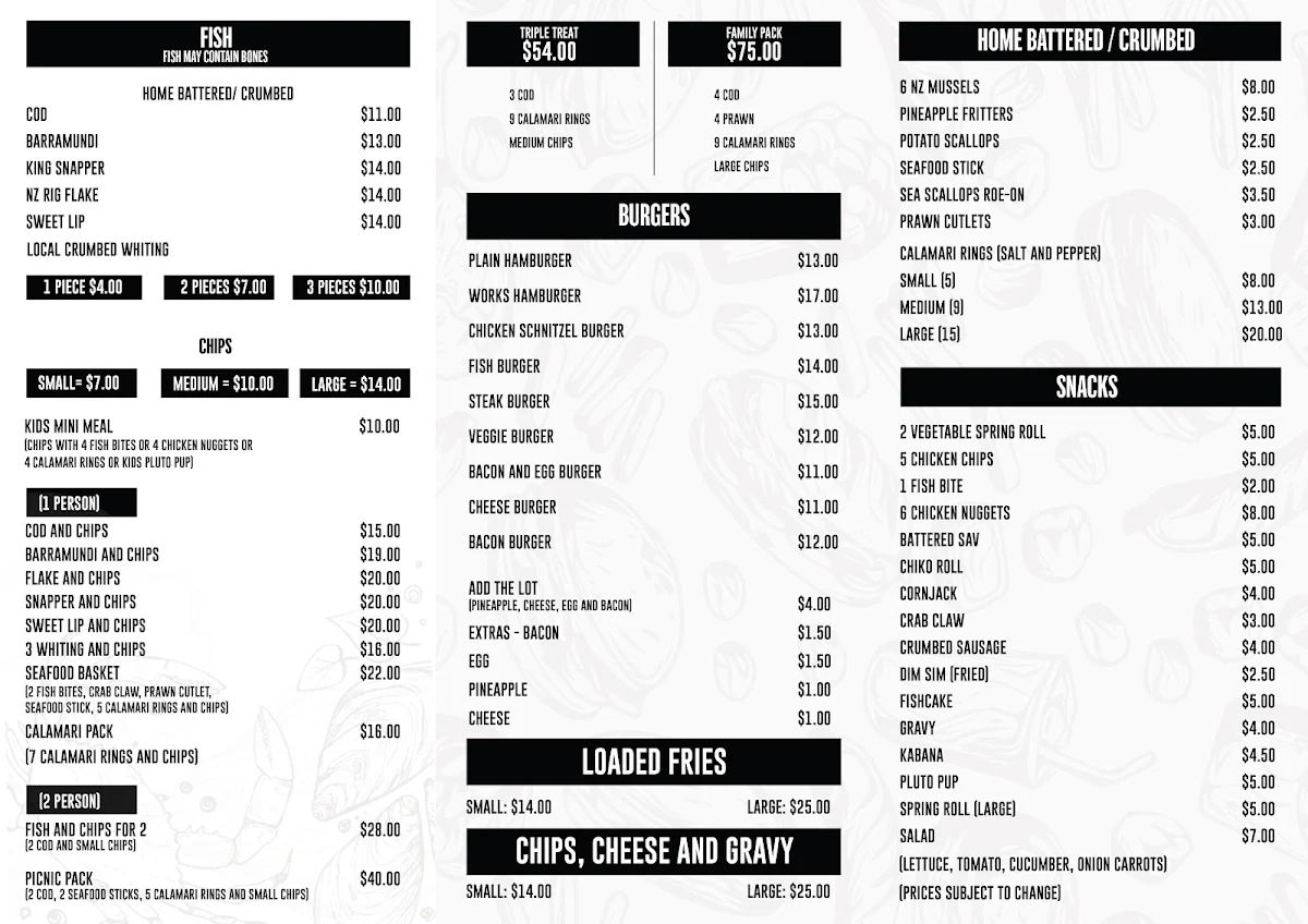 Menu, Smashed Crab Seafoods