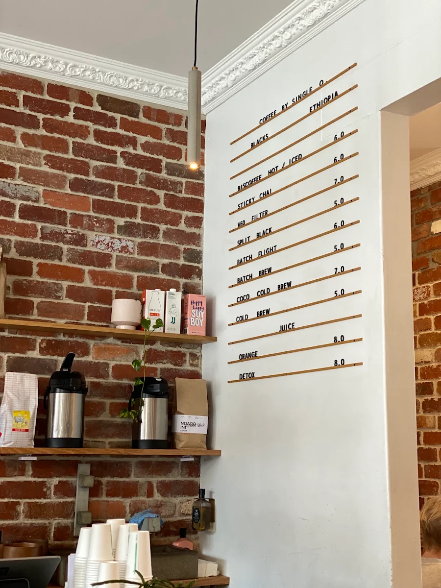 Menu, Opus Coffee Brewers