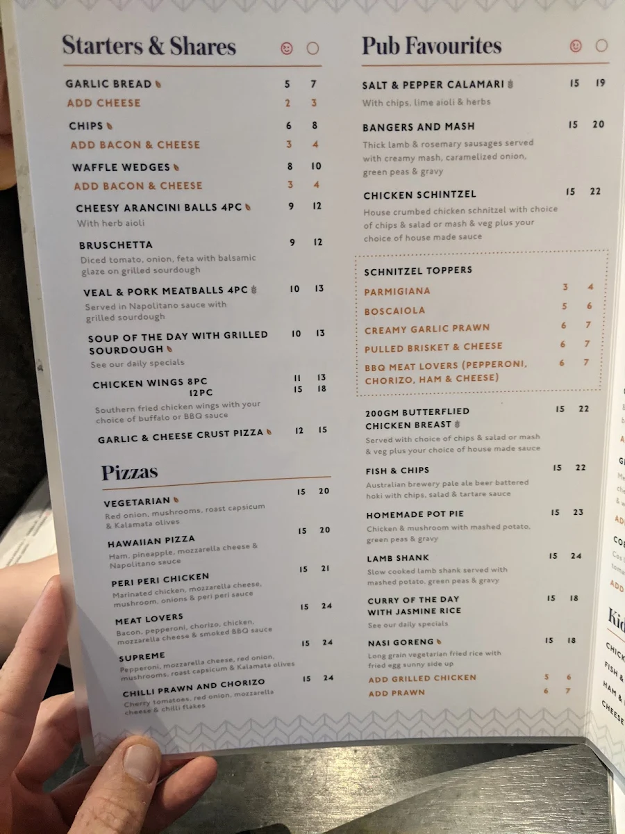 Menu, Leumeah Hotel