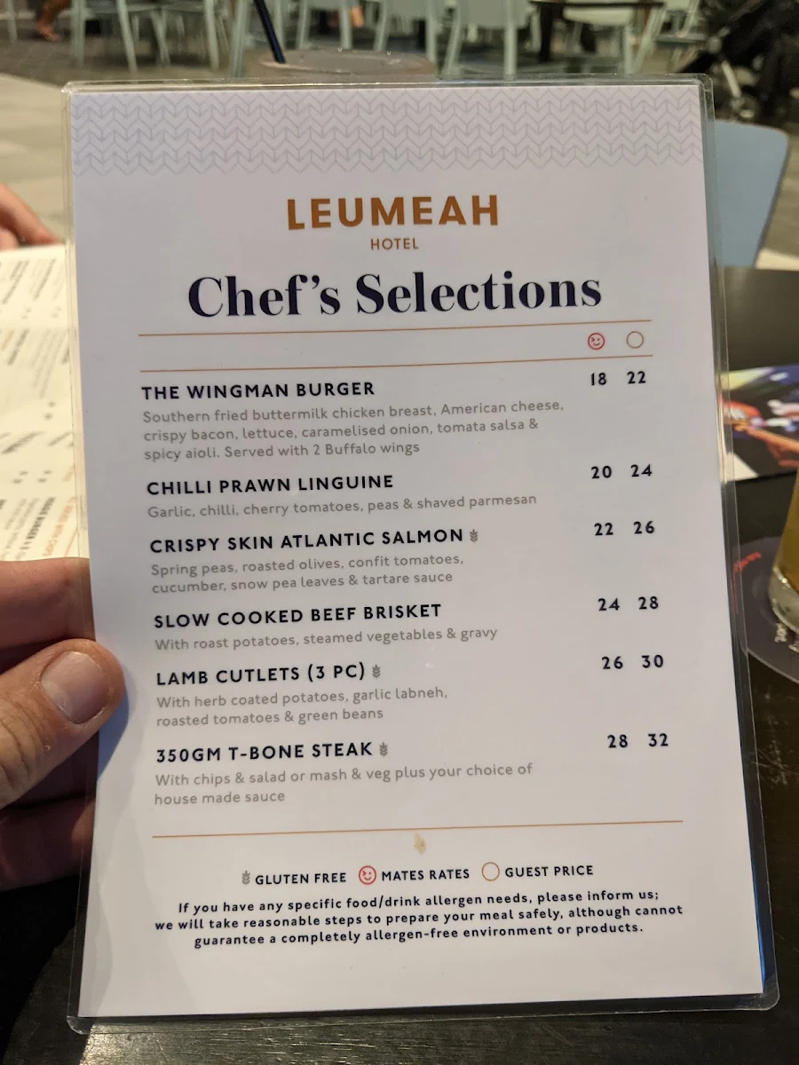 Menu, Leumeah Hotel